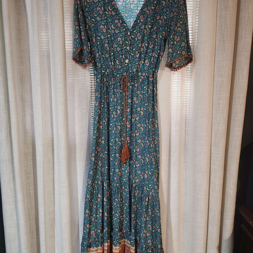 Floral Green Maxi Dress